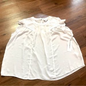Liz Clairborne Women White Sleeveless Blouse Top size M